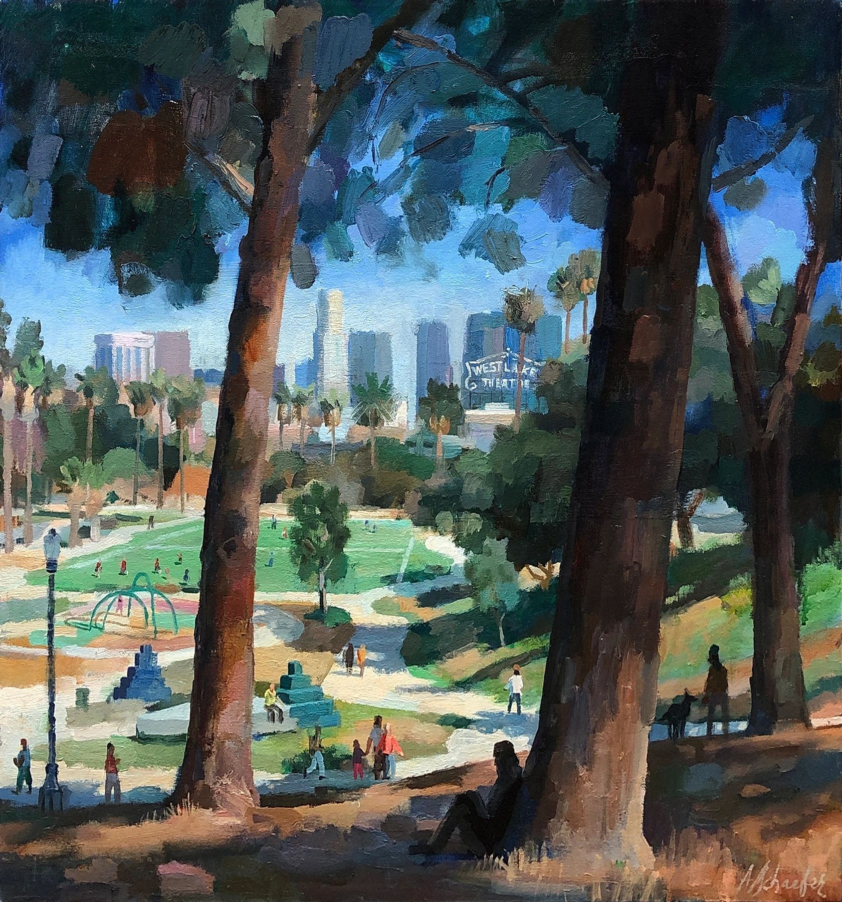 MacArthur Park, Los Angeles, 30 by 28 inches