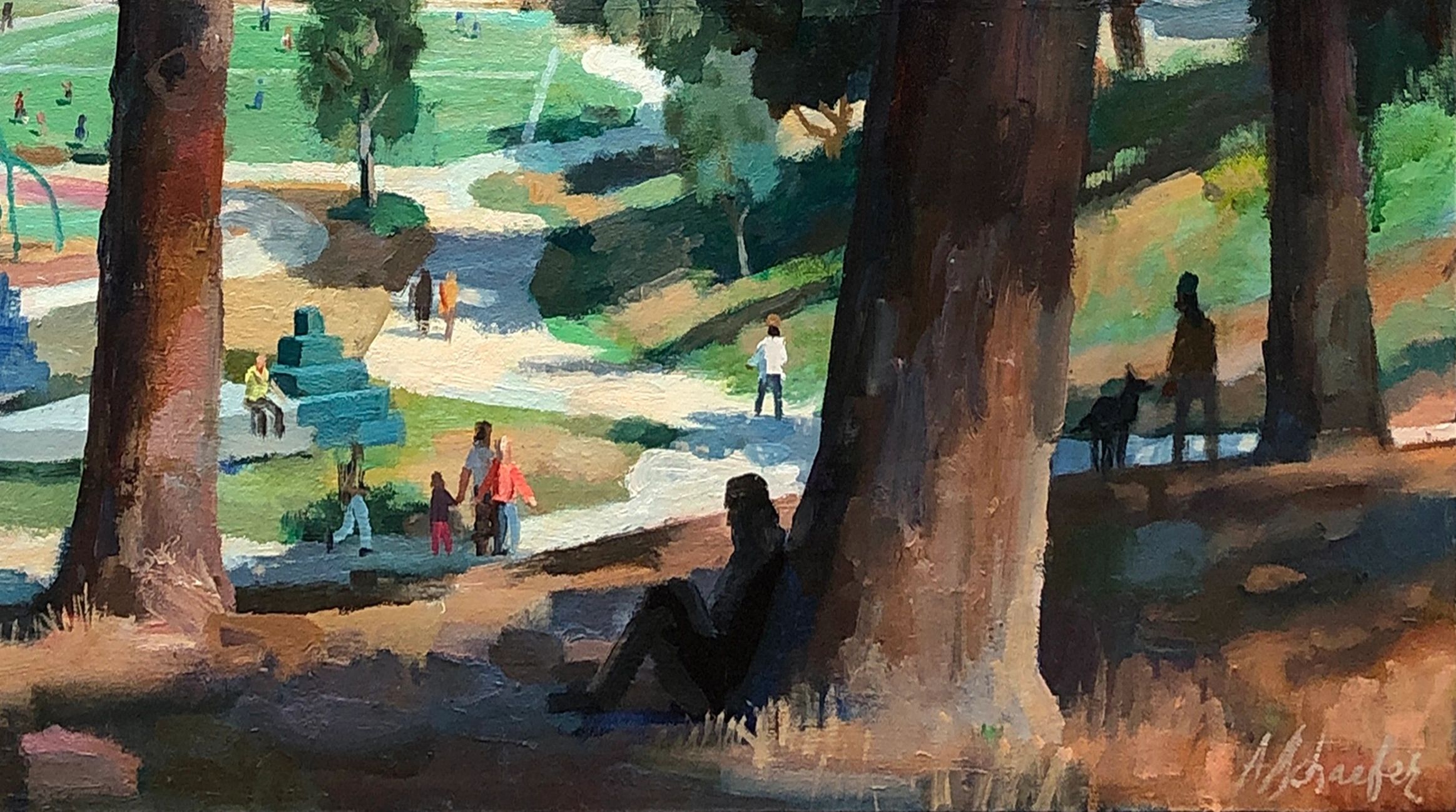 MacArthur Park, Los Angeles, 30 by 28 inches