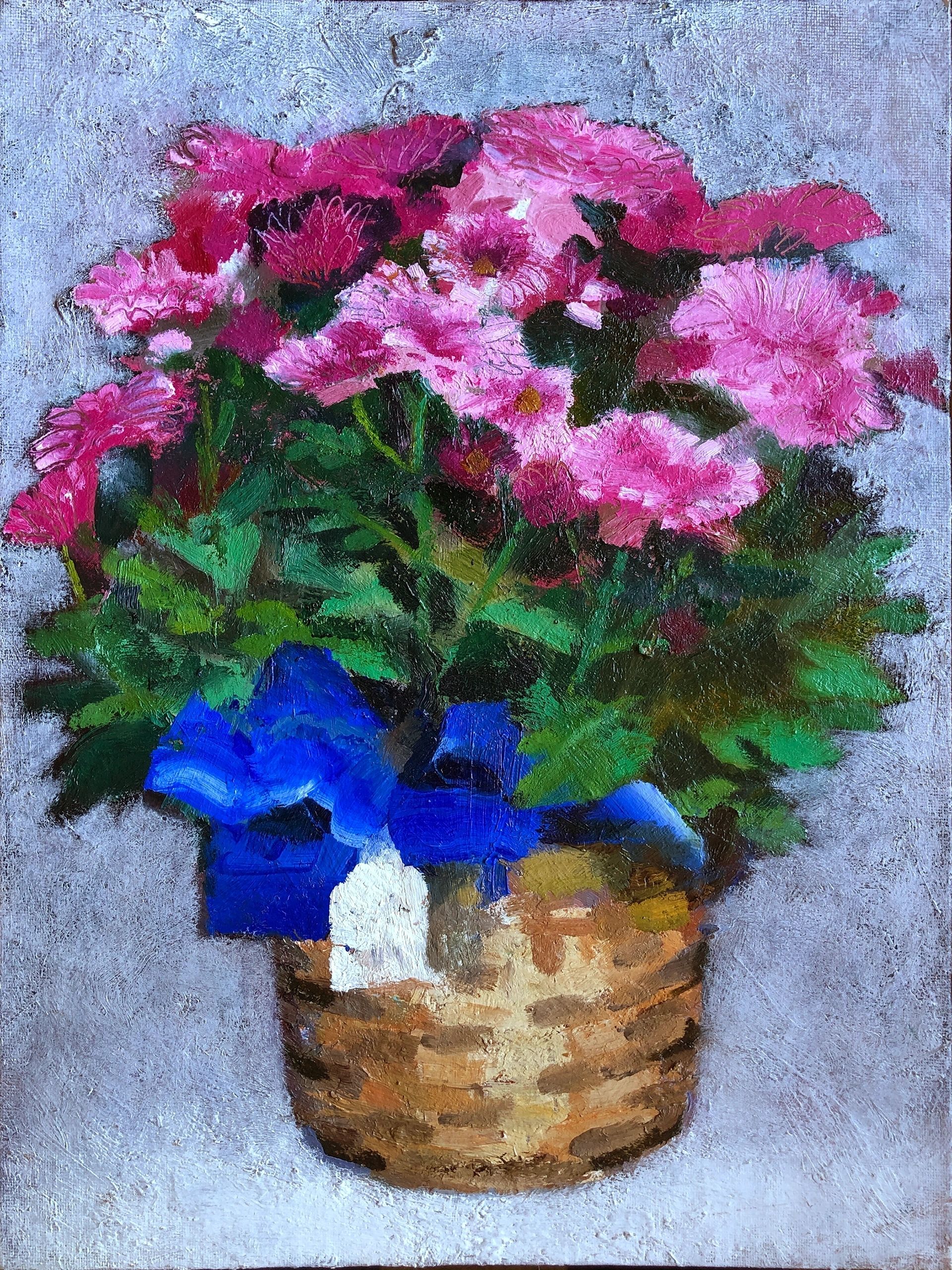 Supermarket Bouquet, oil on canvas-panel, 16 by 12 inches